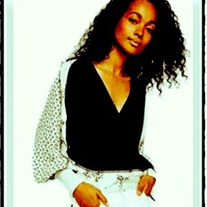 Free People Ashton Italian Mint Black Top